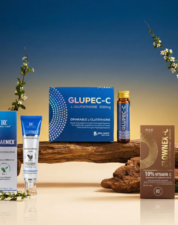 Bundle Contains:  Product 1: Glupec C Shots Product 2: Glownex C Serum Product 3: Clearnex Cream