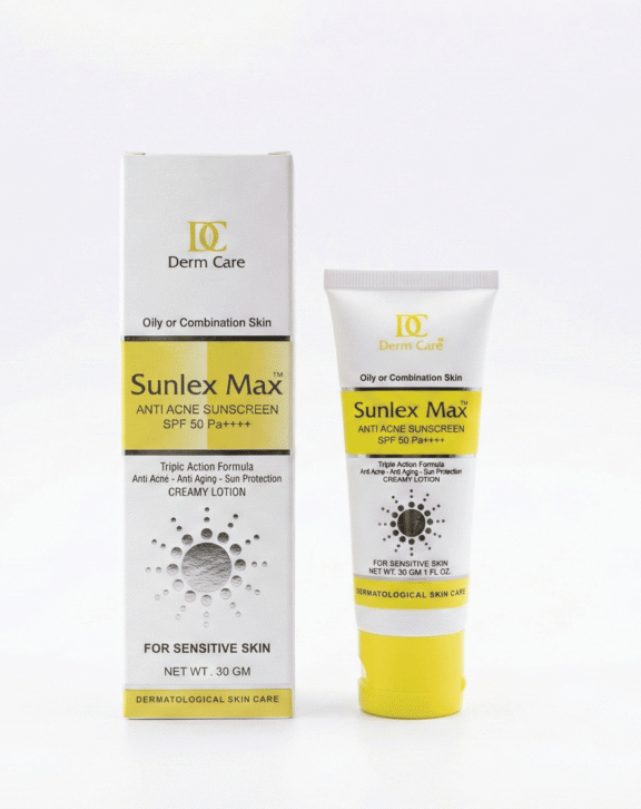 Anti Acne Screen (SPF 50 Pa ++++) Your Skin Deserves to Look Flawless! This sunblock is specially made for people having sensitive skin. Having SPF 50+, Sunlex Max not only protects your skin from the sun but also helps in fostering shine-free skin.